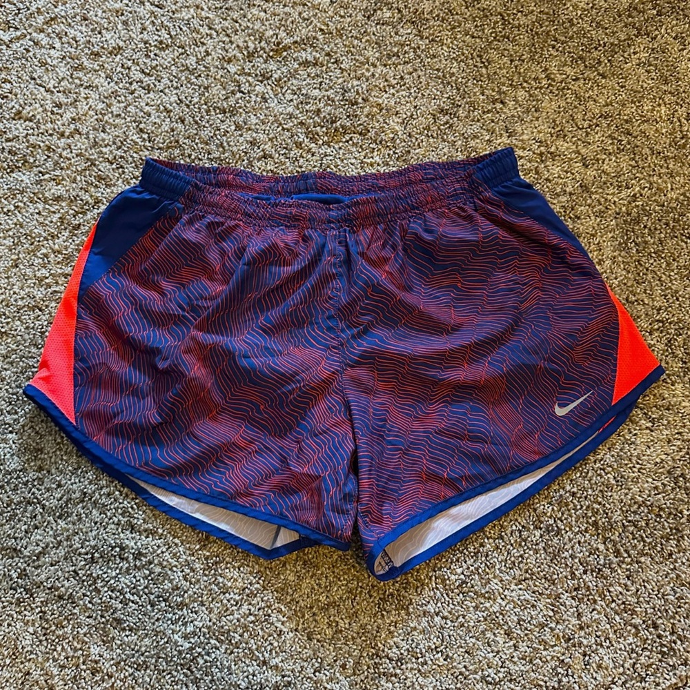 Blue and Orange/Red Nike Drifit Running Shorts